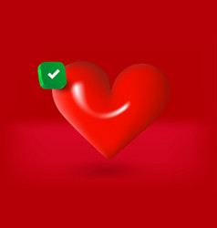 Heart Icon With Checkmark Pictogram 3d