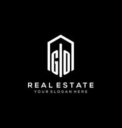 Letter Go Logo For Real Estate With Hexagon Icon