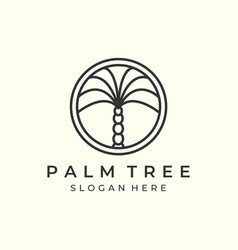 Palm Tree With Minimalist Linear And Emblem Style