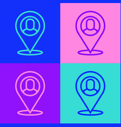 Pop Art Line Worker Location Icon Isolated