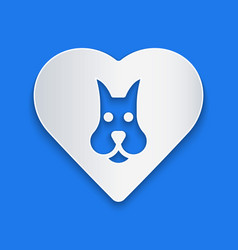 Paper Cut Heart With Dog Icon Isolated On Blue