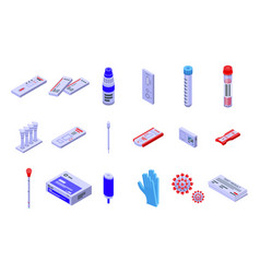 Covid Test Icons Set Isometric Style