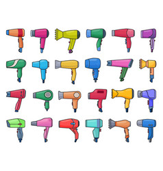 Hair Dryer Isolated Color Set Icon