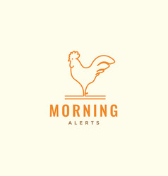 Art Lines Morning Rooster Crowing Logo Design