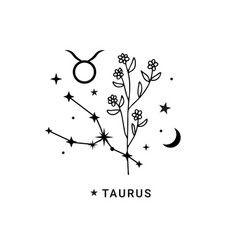 Taurus Zodiac Sign With Moon And Stars