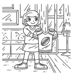 American Football Girl With Jersey Coloring Page