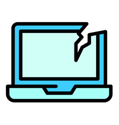 Damaged Laptop Icon Flat