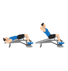 Man Doing Decline Bench Crunches Exercise