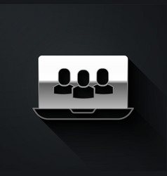 Silver Video Chat Conference Icon Isolated On