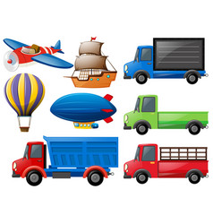 Kids in different types of transportations Vector Image