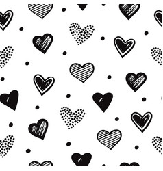 Heart shape seamless pattern black and white Vector Image