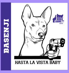 Basenji Dog With Gun - Gangster Head