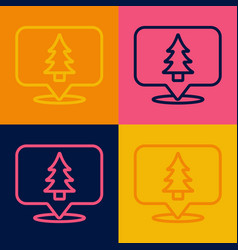 Pop Art Line Location Of The Forest On A Map Icon