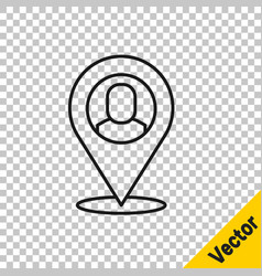 Black Line Worker Location Icon Isolated