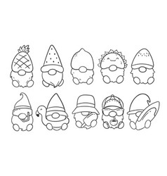 Cartoon Lines Summer Gnomes In Fruit Costumes