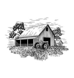 Old Farm Tractor And Barn