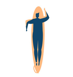 Surfer Man Surfboard Swimming Detailed Silhouette