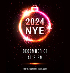 2024 Nye Party New Year Eve Neon Poster Template