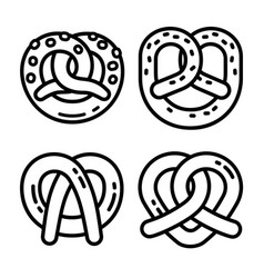 Bavarian Pretzel Icon Set Outline Style