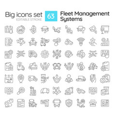 Fleet Management Systems Linear Icons Set