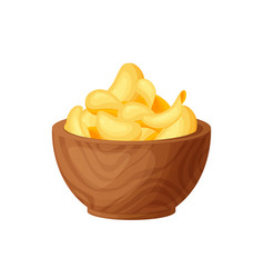 Crispy Food Potato Chips In Wood Bowl Traditional