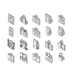 Data Recovery Computer Processing Isometric Icons