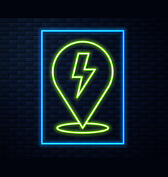 Glowing Neon Line Lightning Bolt Icon Isolated On