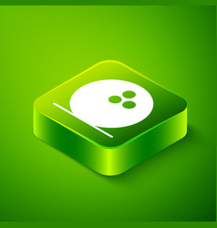 Isometric Bowling Ball Icon Isolated On Green