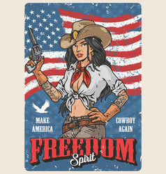 American Woman Cowboy Sticker Colorful