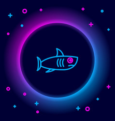 Glowing Neon Line Shark Icon Isolated On Black