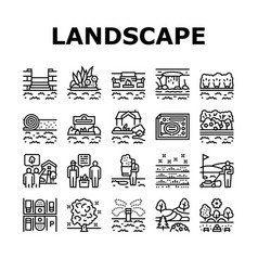 Landscape Design And Accessories Icons Set