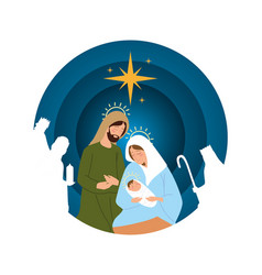 Nativity manger scene joseph mary and baby Vector Image