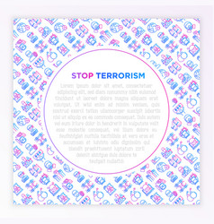 Stop Terrorism Concept With Thin Line Icons