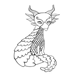 Black And White Dragon Cartoon Coloring Page