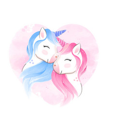 Couple Unicorn Hand Drawn Cartoon Animal