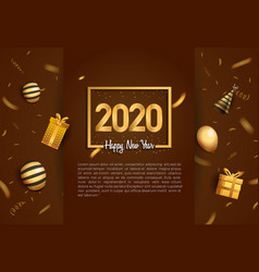 Happy New Year 2020 Golden Number In Square