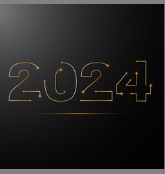 Happy New Year Gold Card For 2024 Dark Line