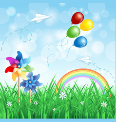 Spring Background With Pinwheels