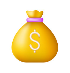 3d Money Bag With Dollar Icon Business