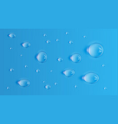 3d Water Different Size Drops On Blue Background