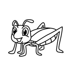 Cute Grasshopper Cartoon Coloring Page