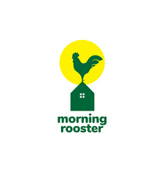 Morning Home And Rooster Crowing Logo Design