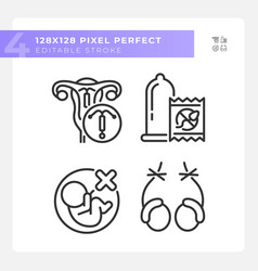 Pregnancy Prevention Methods Linear Icons Set