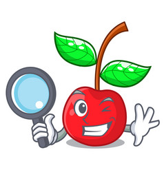 Detective Fruit Cherry Above Wooden Character