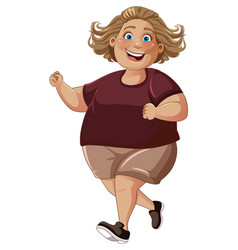 Middle Age Chubby Woman Jogging