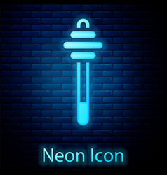 Glowing Neon Honey Dipper Stick Icon Isolated On