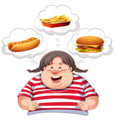 Overweight Woman Thinking About Fast Food