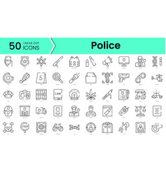 Set Of Police Icons Line Art Style Icons Bundle