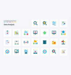 25 Data Analysis Flat Color Icon Pack