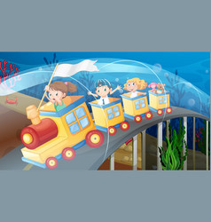 Children Riding On Train In The Tunnel